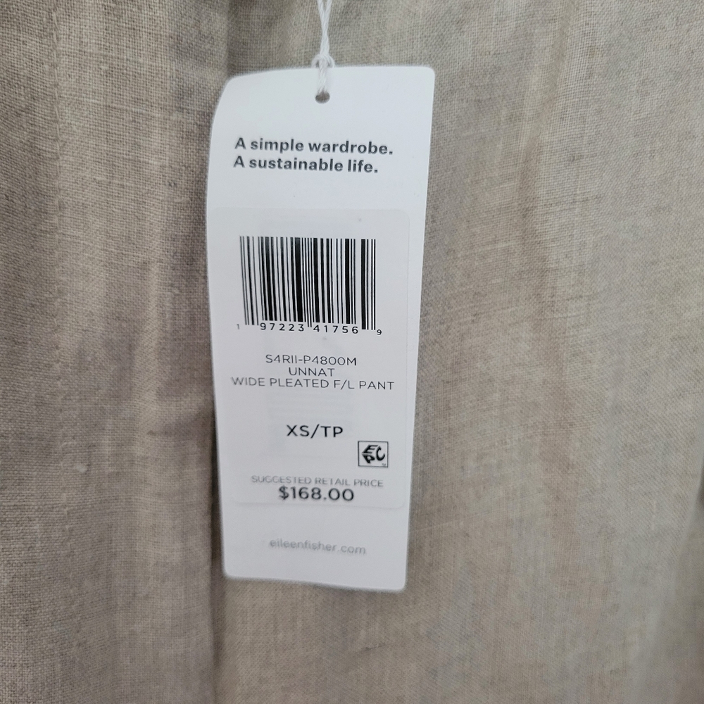 Eileen Fisher Organic Linen Wide Leg Trousers XS NWT - Picture 4 of 7